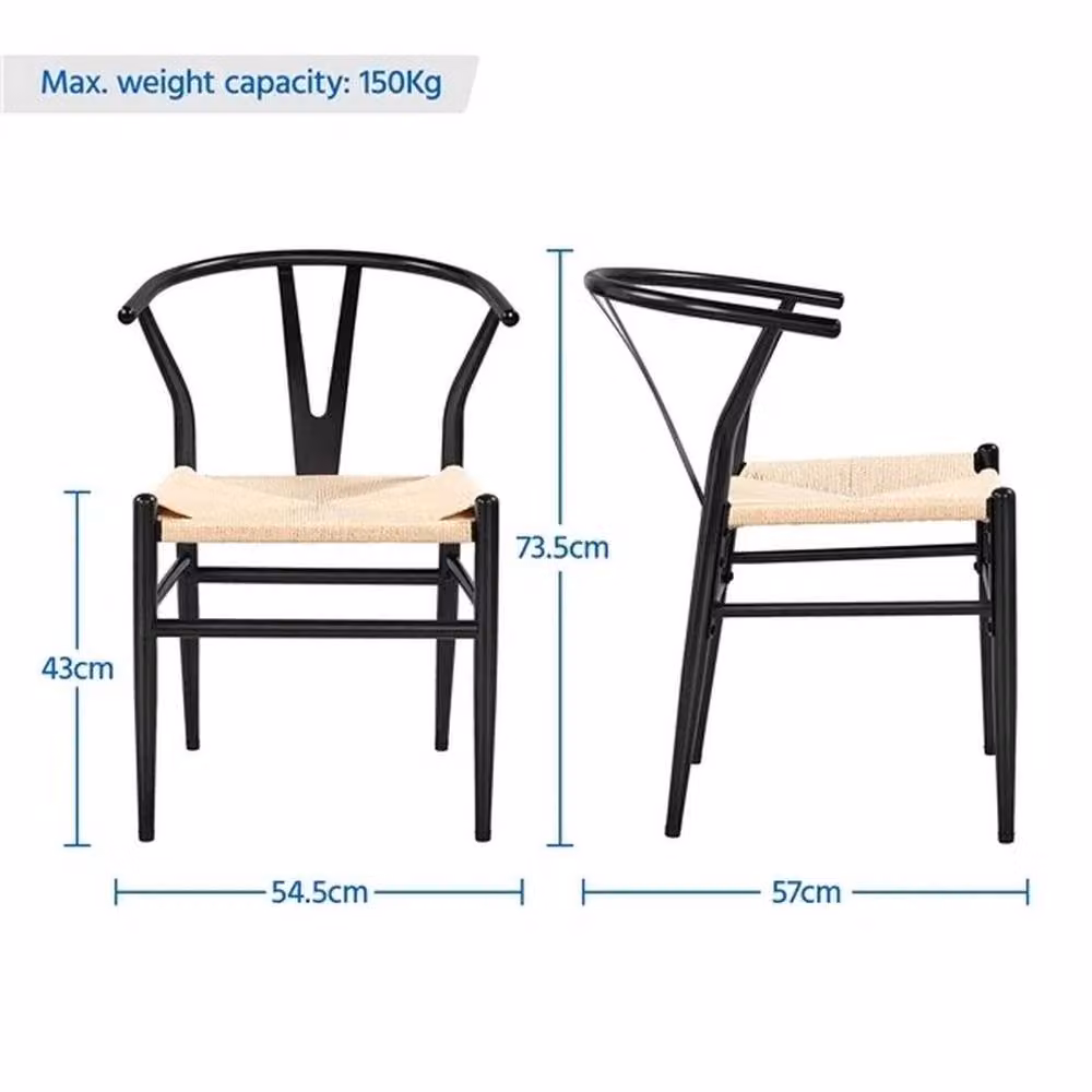 KORVIXA Set of 2 Beige Woven Dining Chairs with Armrests – 2