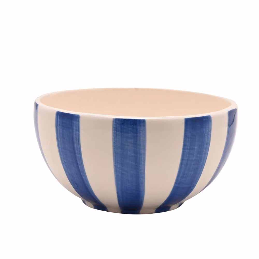 Hestia Set of 4 Blue and White Striped Ceramic Bowls – 2