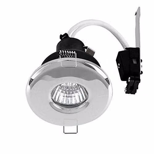 MiniSun Pack of 4 Polished Chrome Recessed LED Ceiling Downlights with Warm White Bulbs