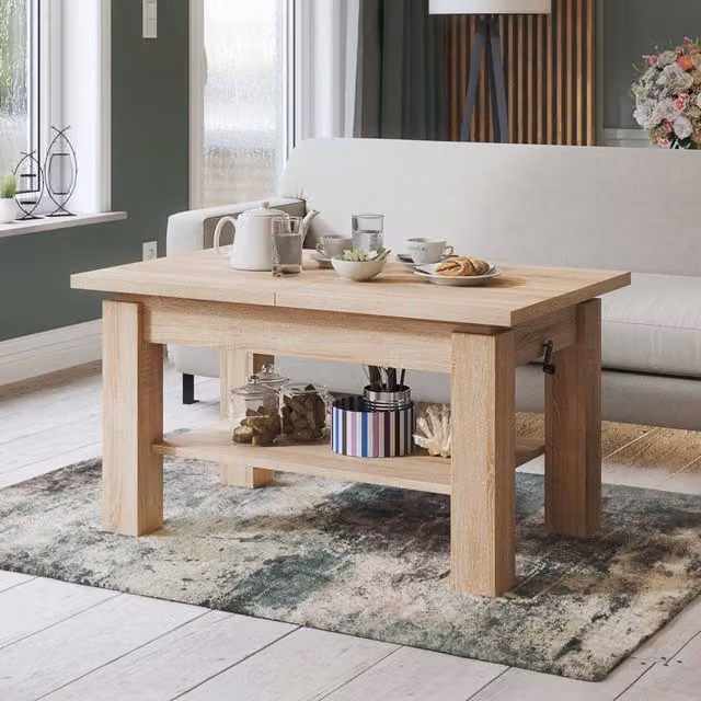 Heze Furniture Astoria 2 in 1 Extending Coffee Dining Table in Sonoma Oak, W: 110 cm, Extendable to 150 cm