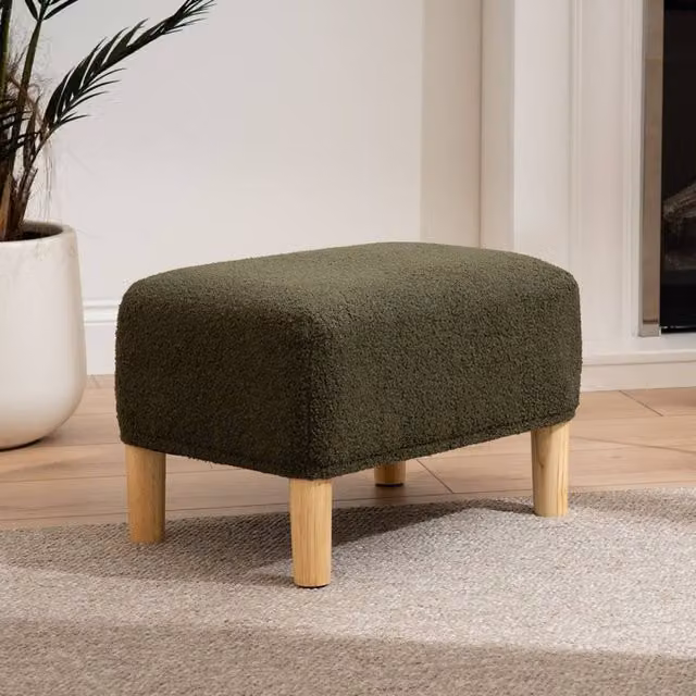 Scottish Everlastings Ltd Green Bouclé Cylindrical Foot Stool, W/D/H: 33 x 33 x 48 cm – 1