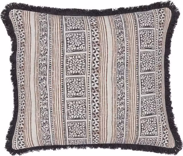 Bedeck of Belfast Zenda Square Cotton Cushion in Grey Graphic Mix