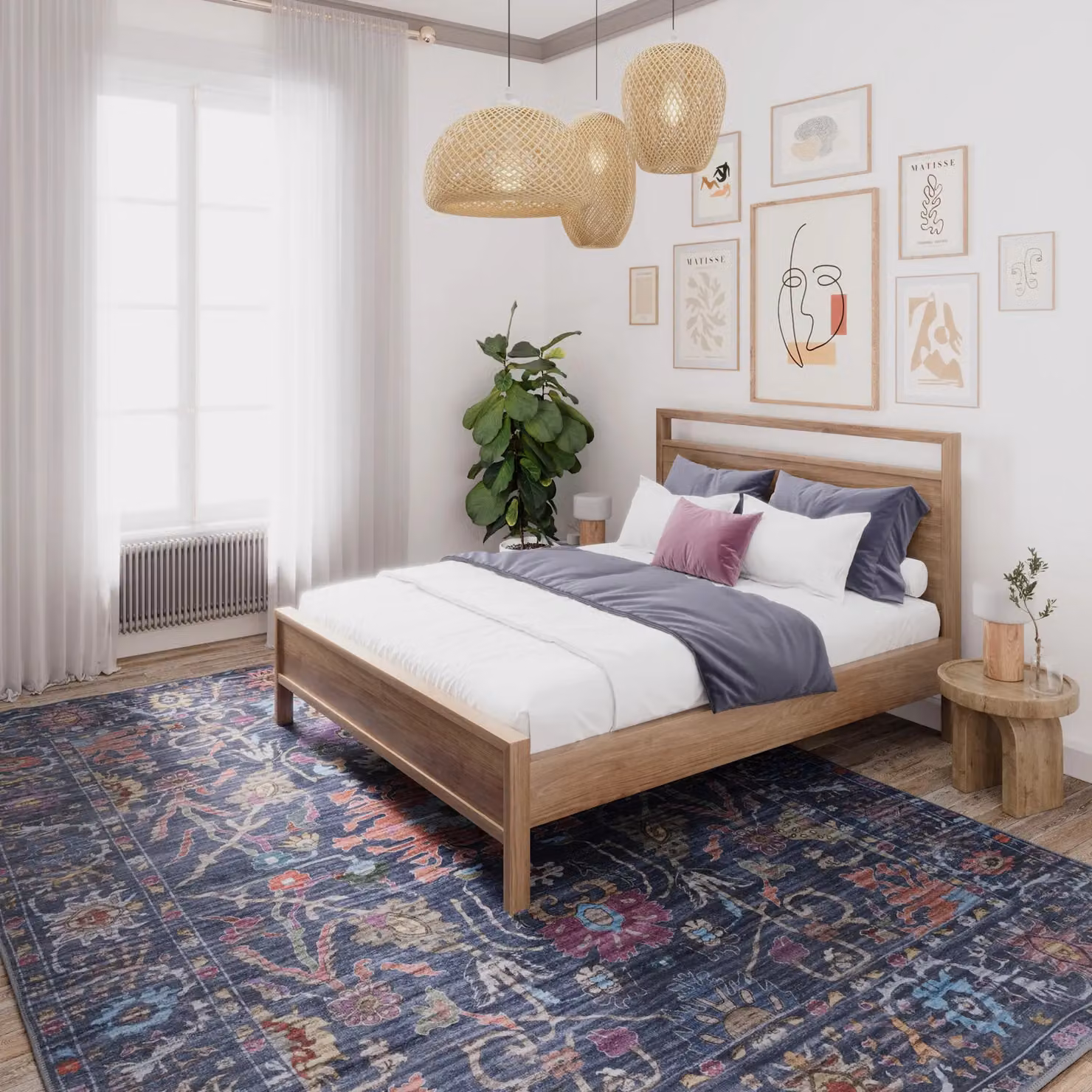 Kukoon Mid Blue Distressed Vintage Area Rug, Washable and Liquid Repellent, W: 60 cm, L: 240 cm – 2