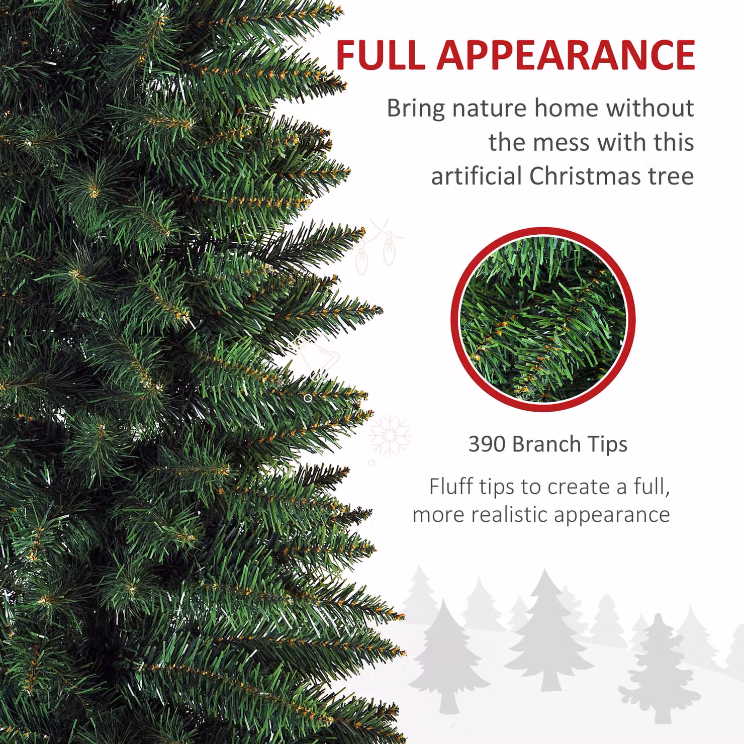 HOMCOM 2.1m Green Artificial Pine Christmas Tree with Plastic Stand – 4