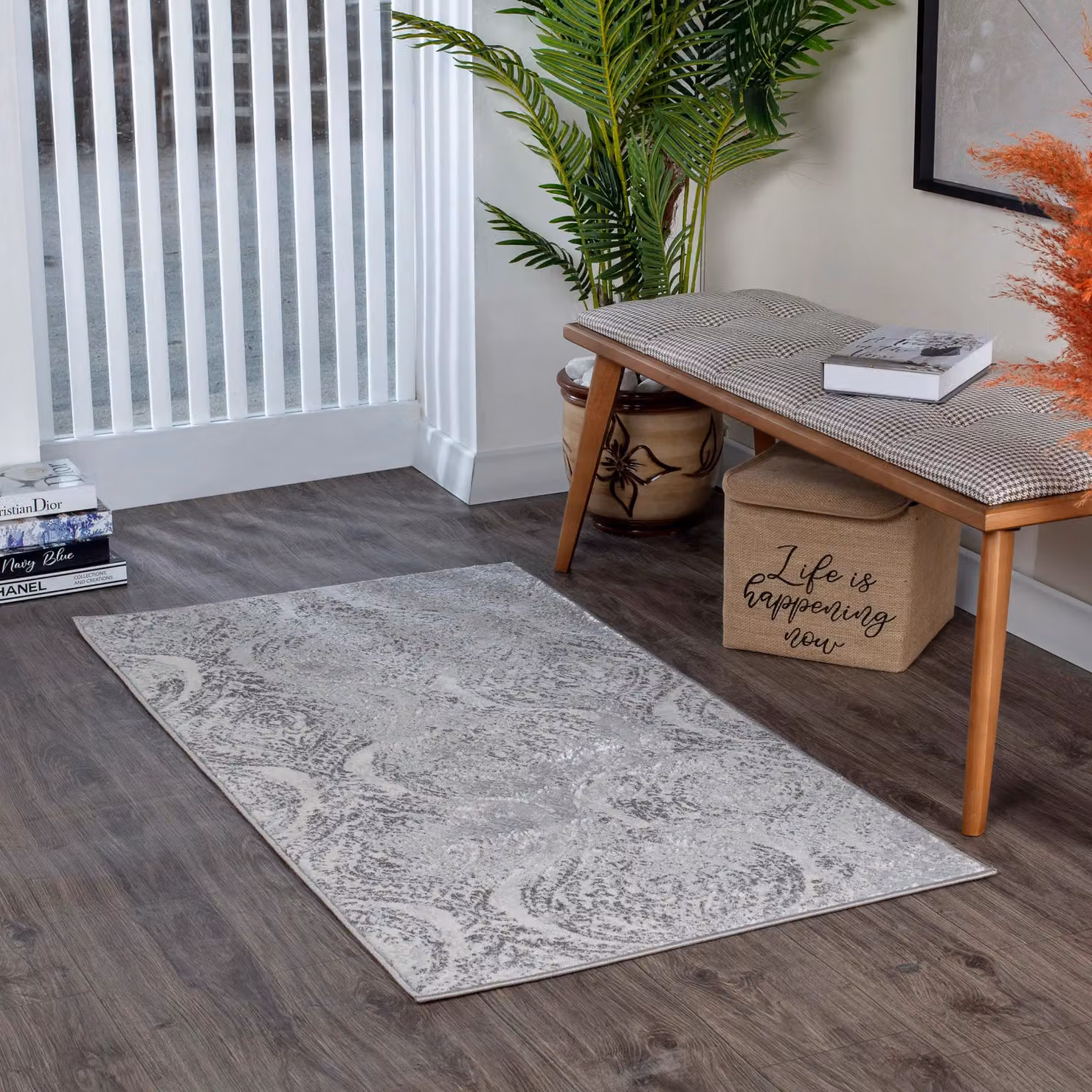 Livabliss Meknes Vintage Boho Rug in Grey, Beige and White, W: 80 cm, L: 150 cm – 3