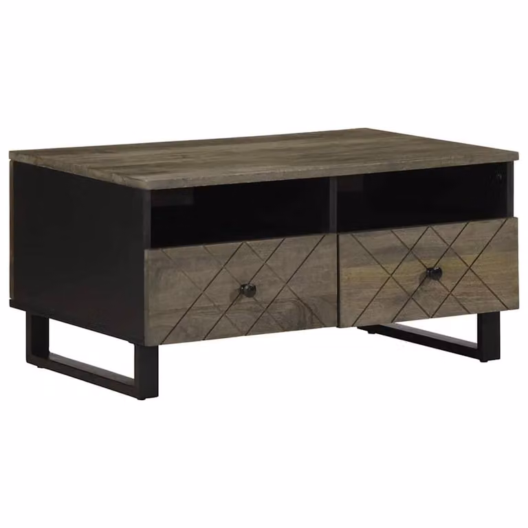 Berkfield Home Beautiful Black Mango Wood Coffee Table W: 80 cm, D: 54 cm, H: 40 cm