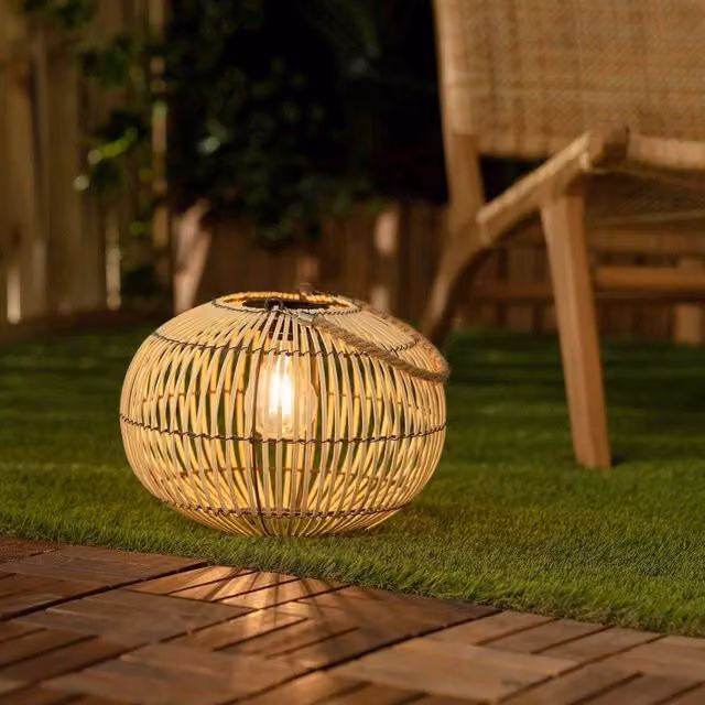 sweeek Outdoor Solar LED Rattan Lamp in Beige, Diameter: 31.5 cm