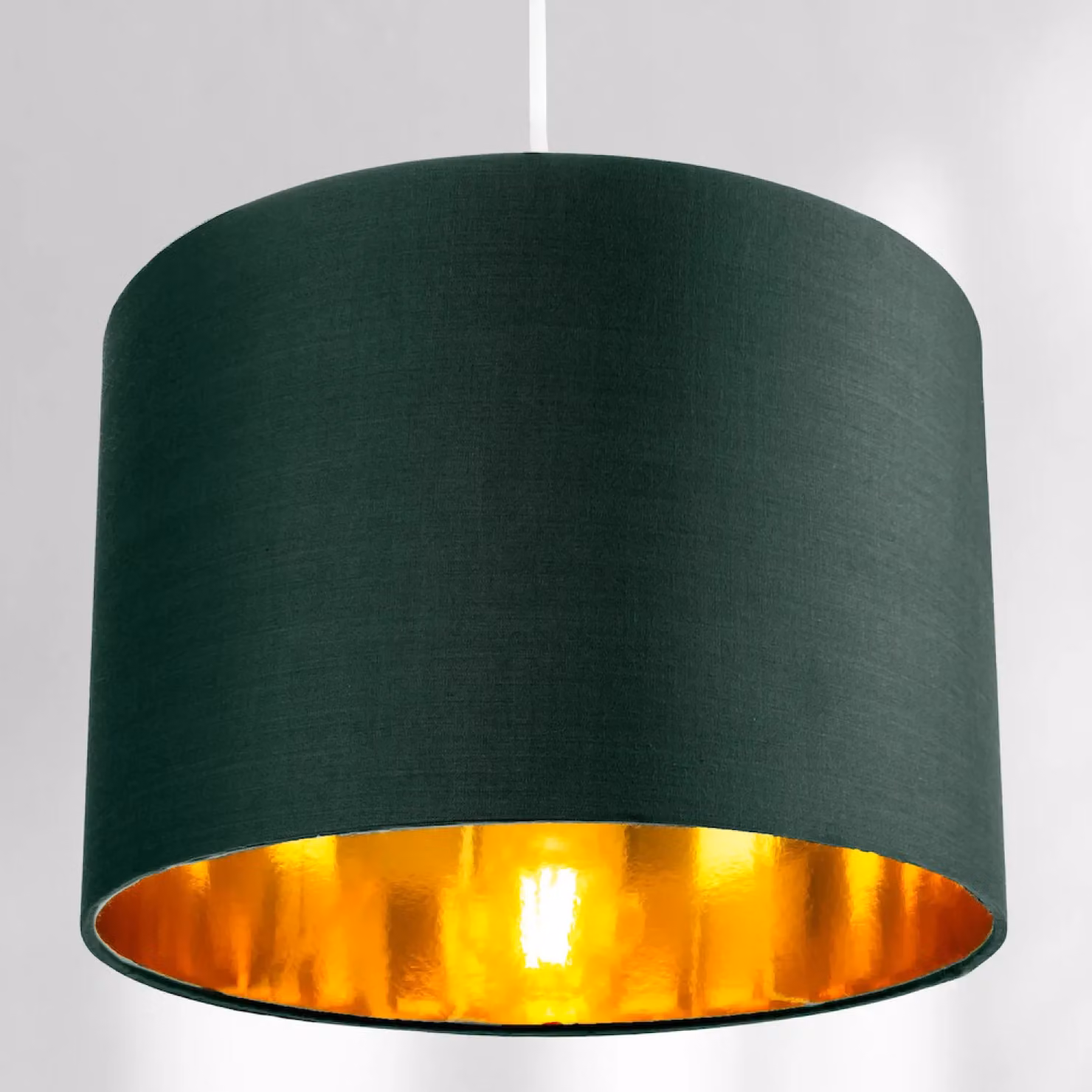 Happy Homewares Contemporary Round Cotton Lamp Shade with Shiny Paper Inner in Dark Green, Diameter: 35.56 cm – 7