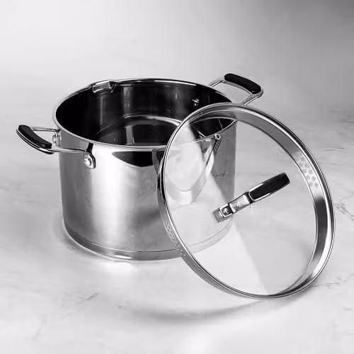 Prochef Stainless Steel Stockpot with Glass Lid, Silver, W/D/H: 24 x 24 x 16.6 cm – 1