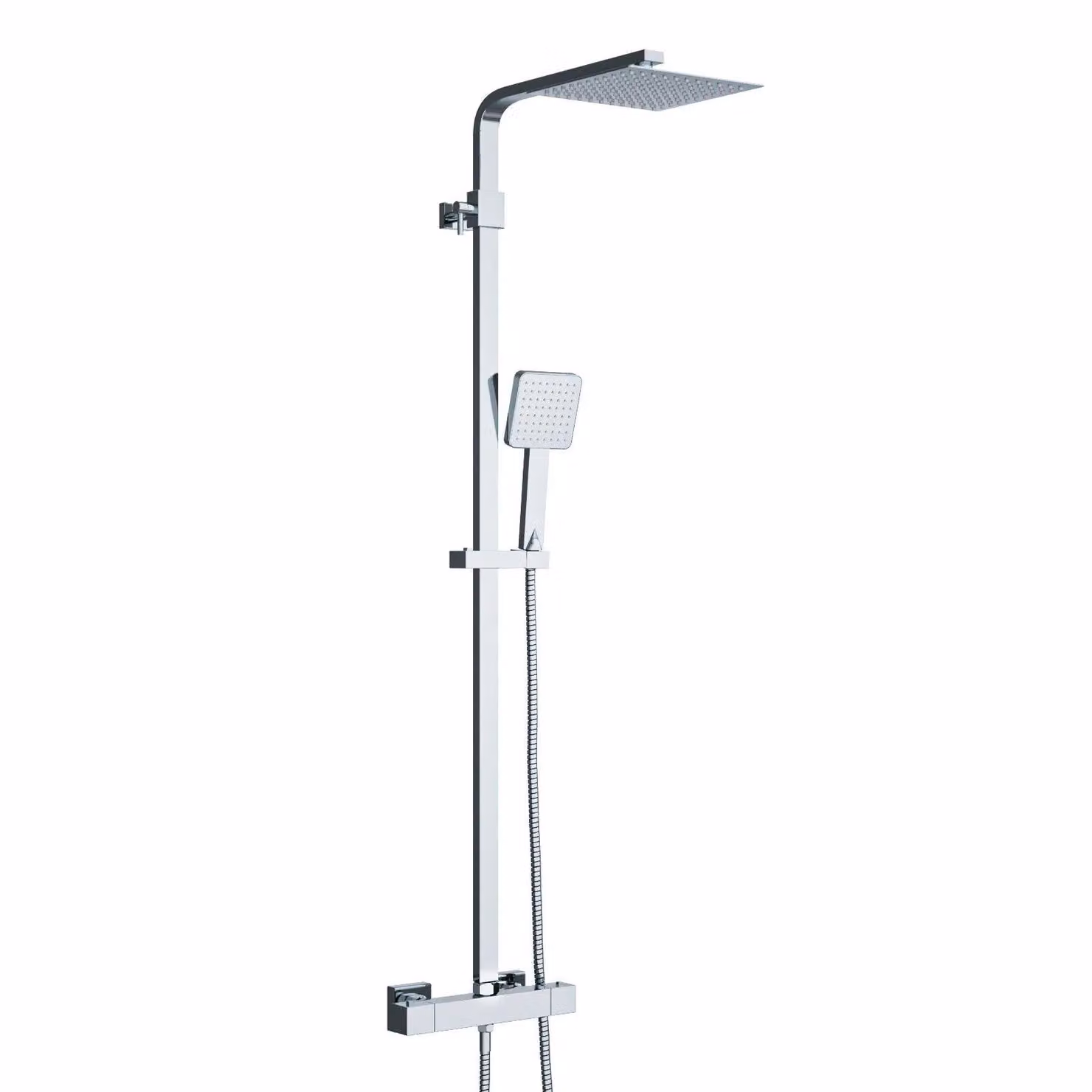 Nes Home Modern Square Exposed 2-Way Thermostatic Mixer Shower Set in Silver – 3