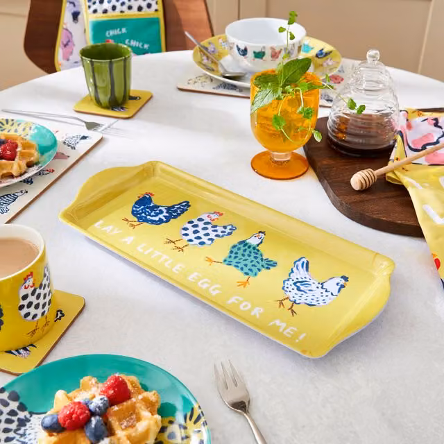 Ulster Weavers Chick Chicken Small Rectangular Melamine Tray in Yellow