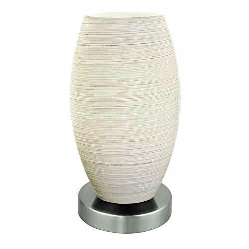 Loops Table Lamp in Silver with White Glass Shade, E27, Height: 40 cm