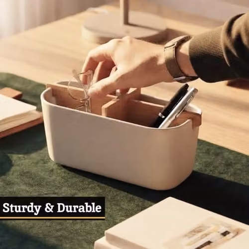 Orsina Grey and White Bamboo Fibre Cutlery Tray with 4 Compartments – 4
