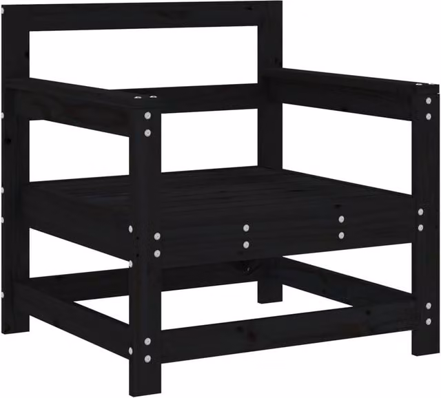 Berkfield Home Beautiful Garden Chairs, Set of 2, Black Solid Pine Wood
