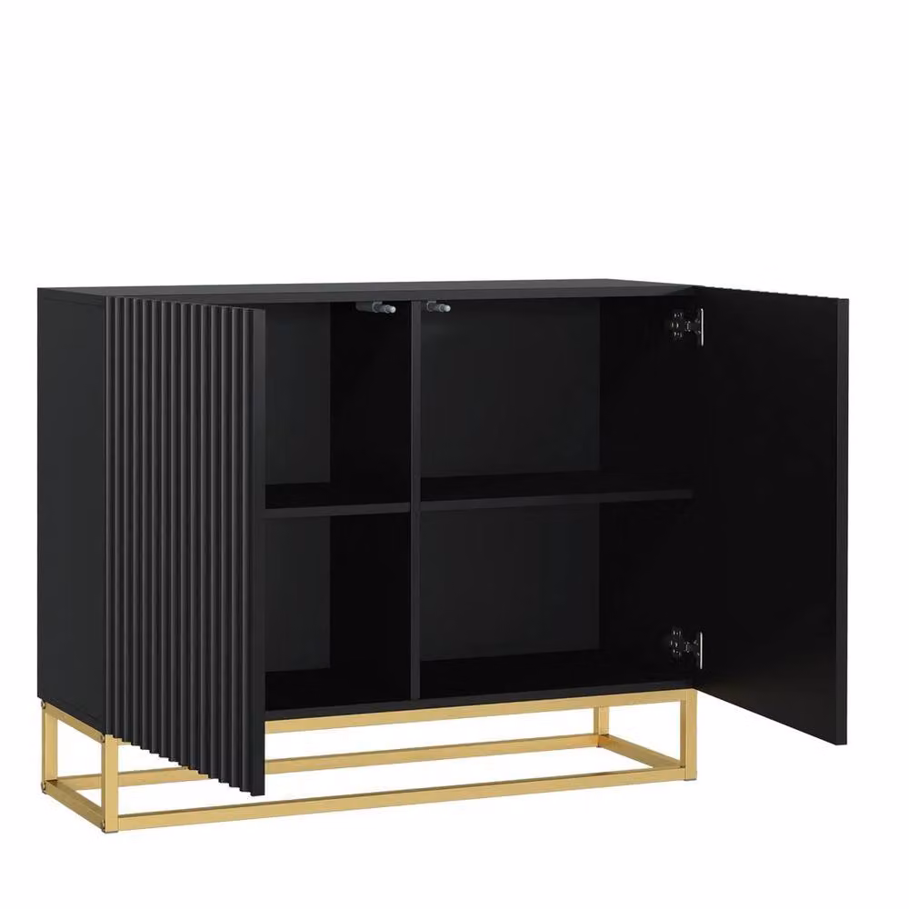 PAWNORA Modern Black and Gold Metal TV Unit and Sideboard Cabinet – 3