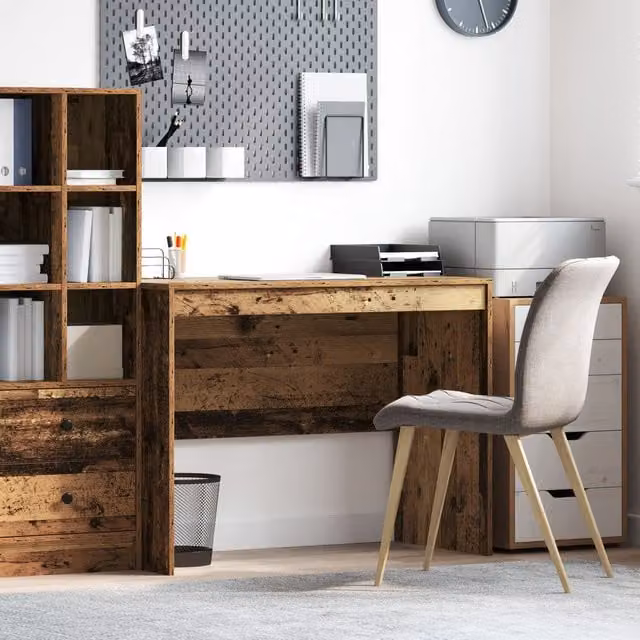Berkfield Home Rustic Solid Wood Writing Desk in Brown, W/D/H: 100 x 50 x 76 cm – 1