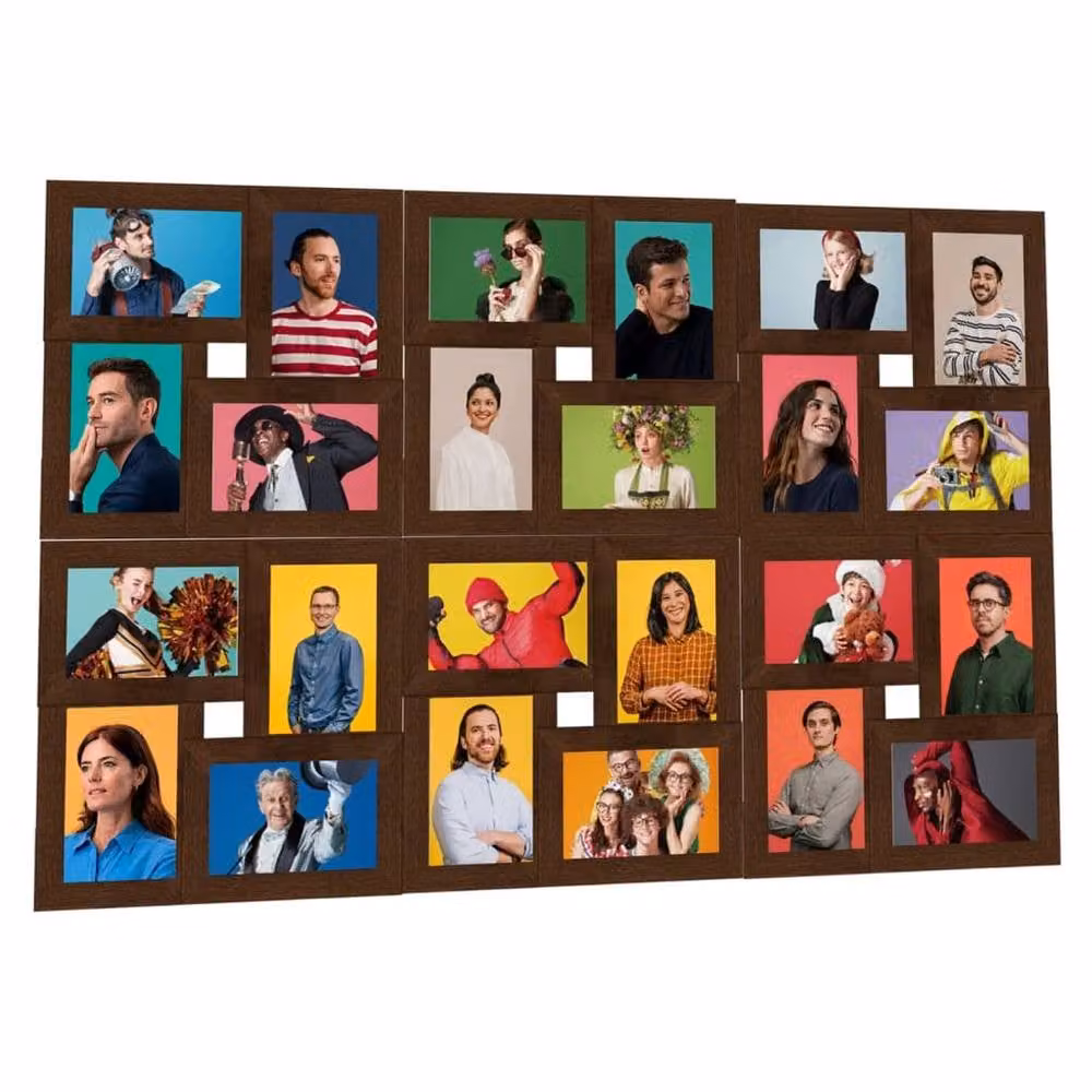 Berkfield Home Modern Collage Photo Frame, Dark Brown, Holds 24 Pictures, W/D/H: 13 x 18 cm – 1