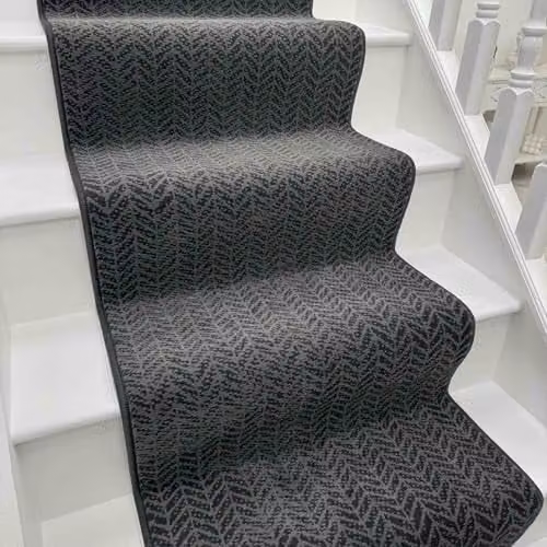 runrug Empire Stair Runner Carpet in Dark Grey, W: 60 cm, L: 540 cm – 1