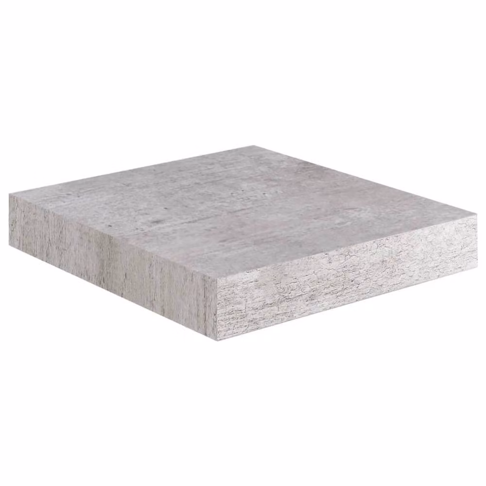 Berkfield Home Set of 4 Durable Floating Wall Shelves in Concrete Grey, MDF and Metal, W/D/H: 23.5 x 23.5 x 3.8 cm – 2