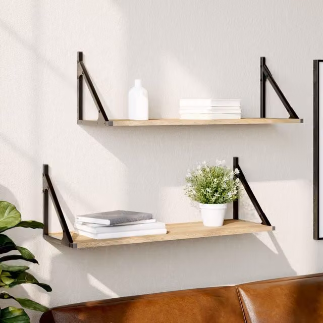 Berkfield Home Wall Shelves, 2 Piece Sonoma Oak Brown Engineered Wood, W: 80 cm, D: 25 cm, H: 25.5 cm – 1