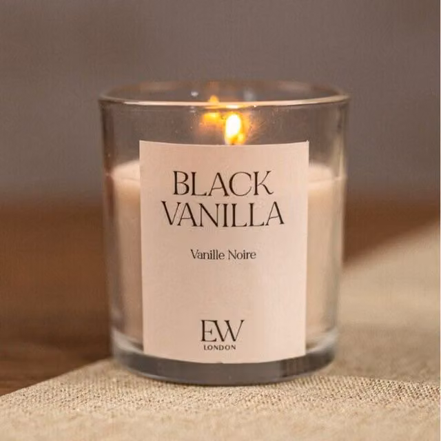 Marco Paul Vanilla Scented Gourmand Glass Candle in Black, Beige and White
