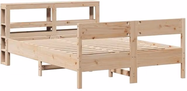Berkfield Home Small Double Decorative Bed Frame in Natural Solid Pine, W/D/H: 120 x 200 cm – 1
