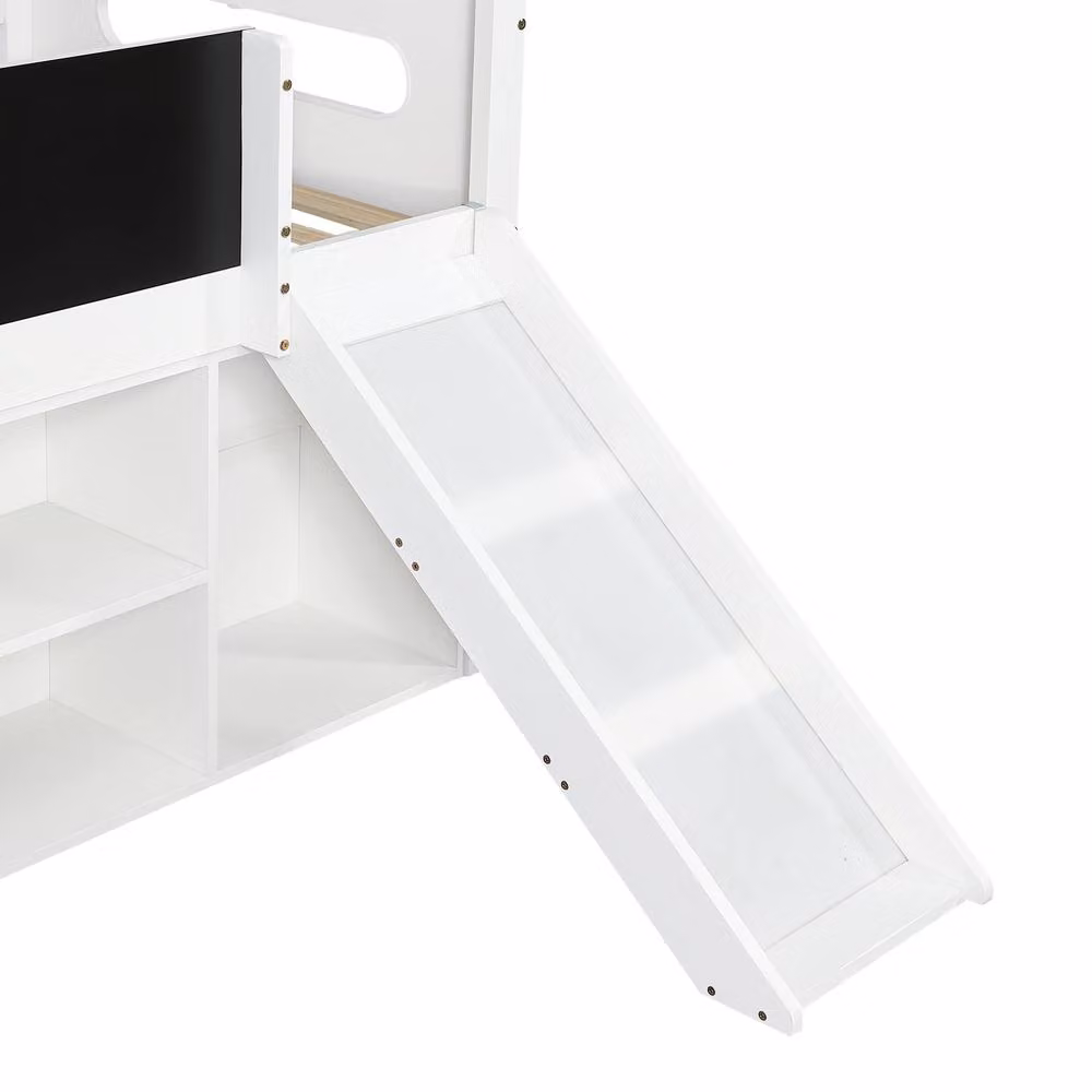 Merax White Solid Wood Kids Mid Sleeper Cabin Bed with Slide and Drawers, W/D/H: 190 x 90 x 171 cm – 2
