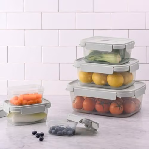 LocknLock NestnLock Stackable Airtight Food Storage Containers, 5pc Set, Sage Green, 230ml, 500ml, 920ml, 1.6l and 2.7l – 1