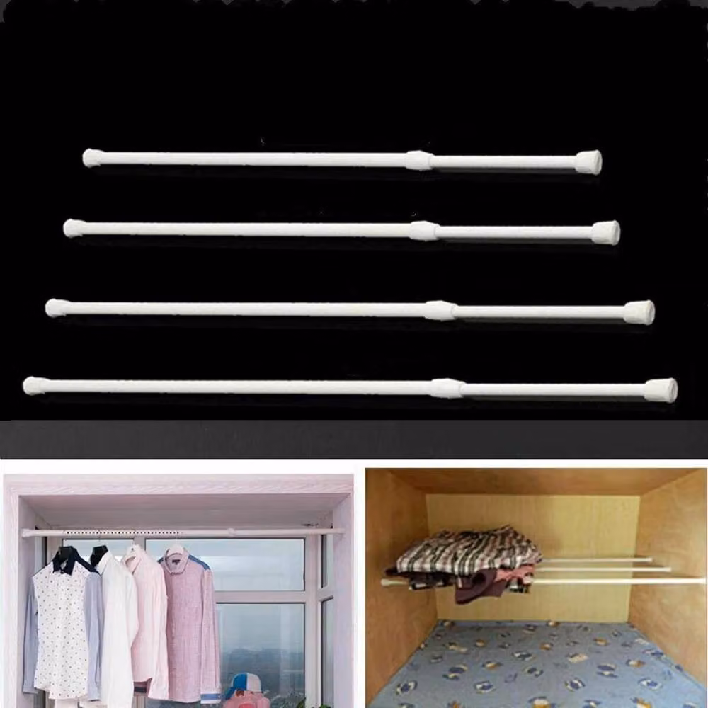 FLAVORA White Metal Telescopic No Drill Net Curtain Rod with Tension Clamp – 2