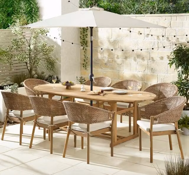 FurnitureboxUK Hamburg Asa 8 Chair Extendable Garden Dining Set in Natural Acacia Wood