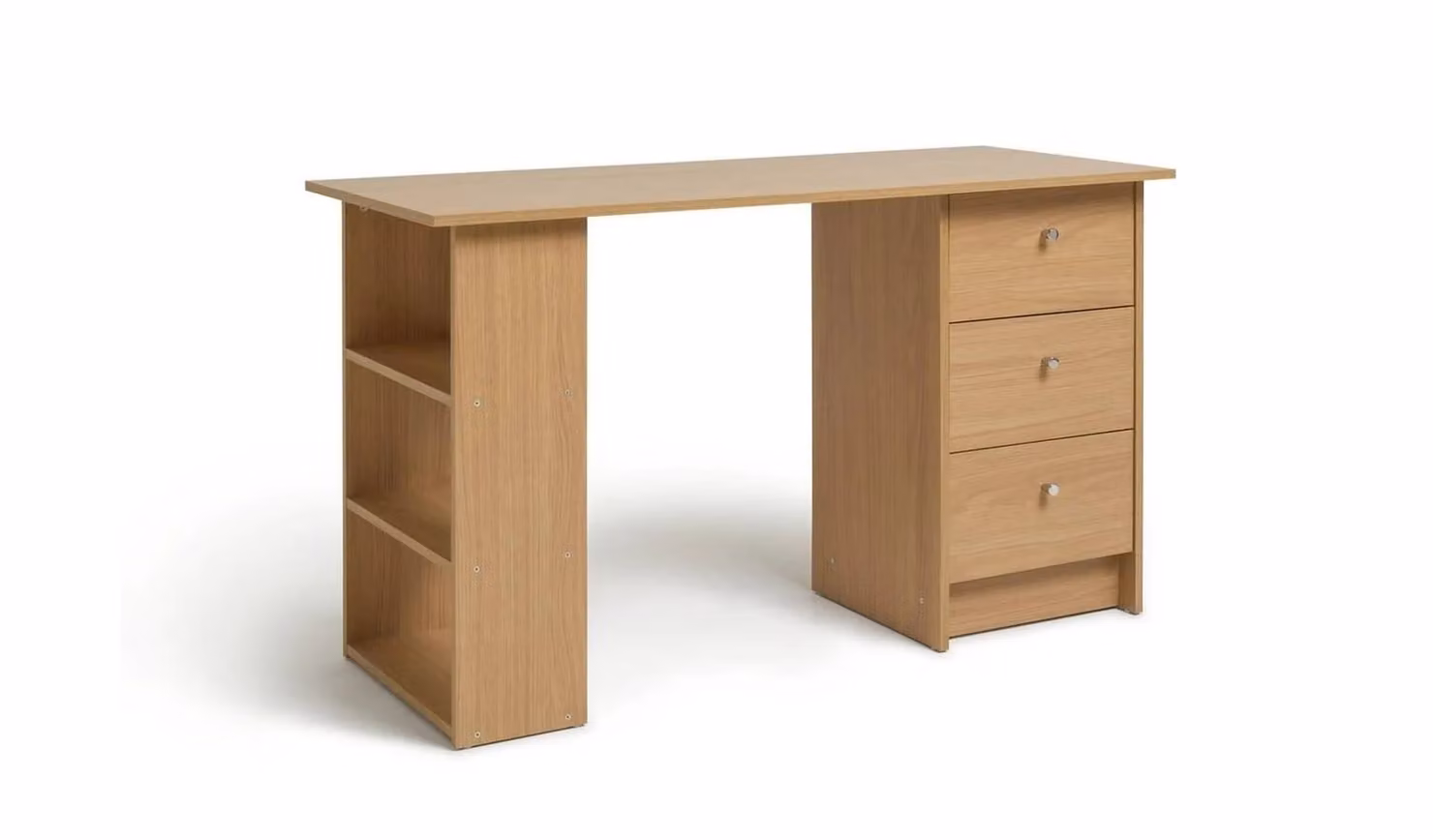 Malibu 3 Drawer Office Desk in Brown Oak Effect