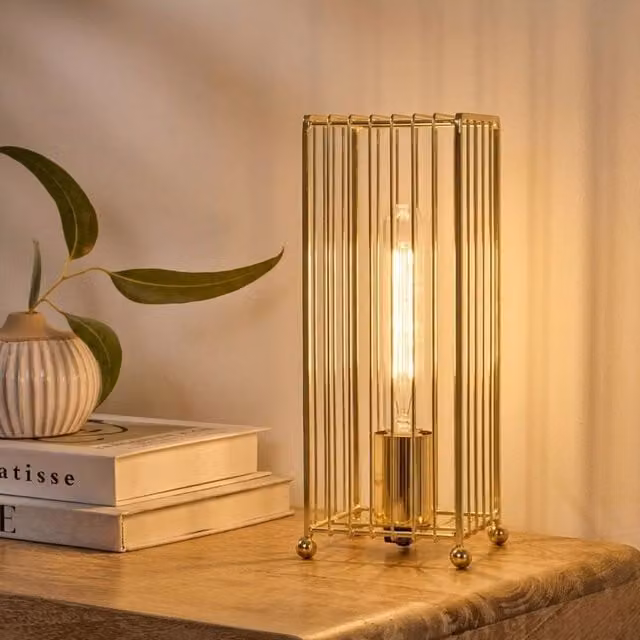 Orsina Art Deco Metal Table Lamp in Gold/Brass
