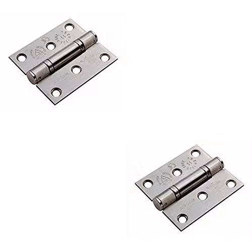 Loops 2 Pack Ball Bearing Hinges in Satin Stainless Steel, W/D/H: 76 x 67 x 2.5 mm