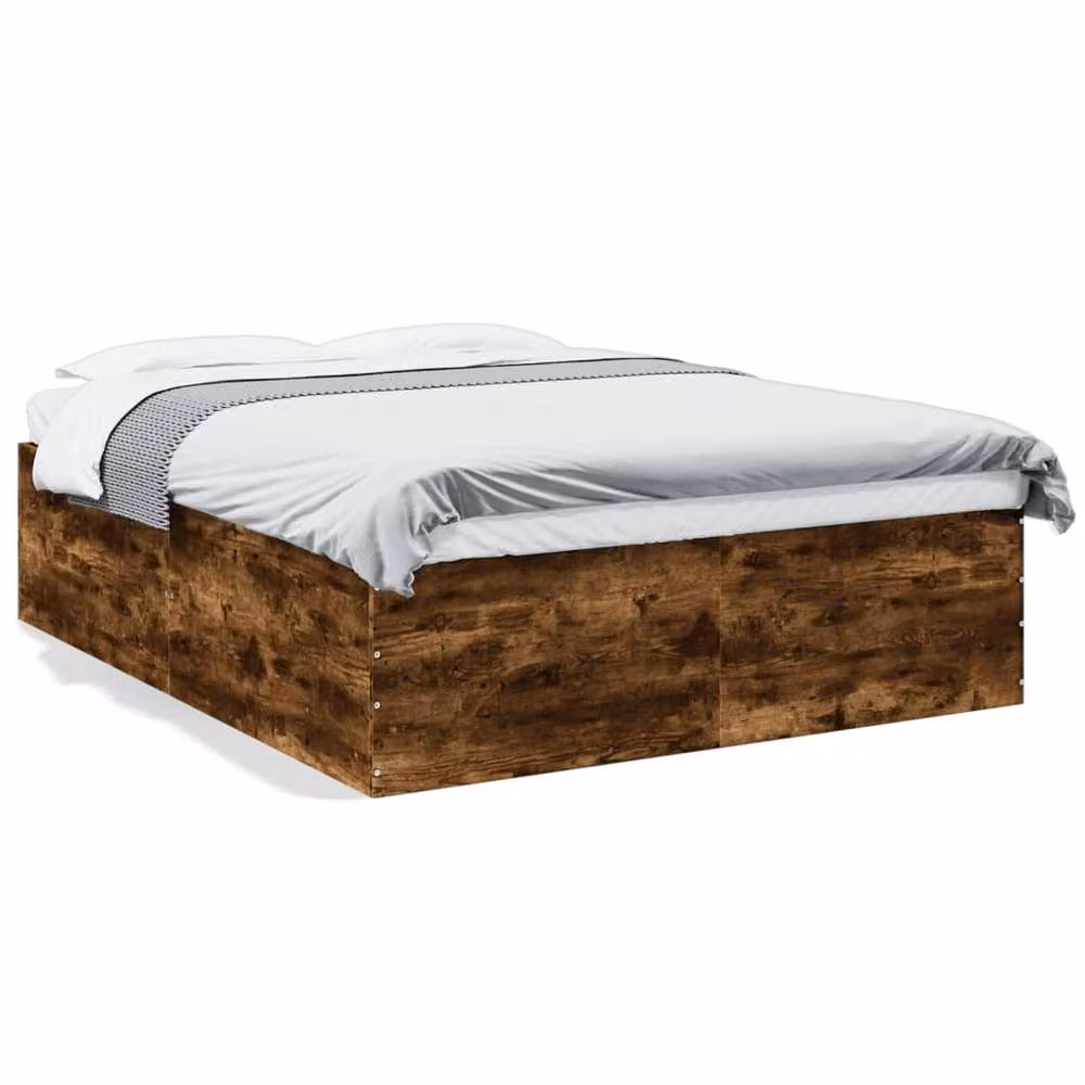 Berkfield Home Modern Bed Frame in Smoked Oak Brown, W/D/H: 150 x 203 x 45 cm – 3