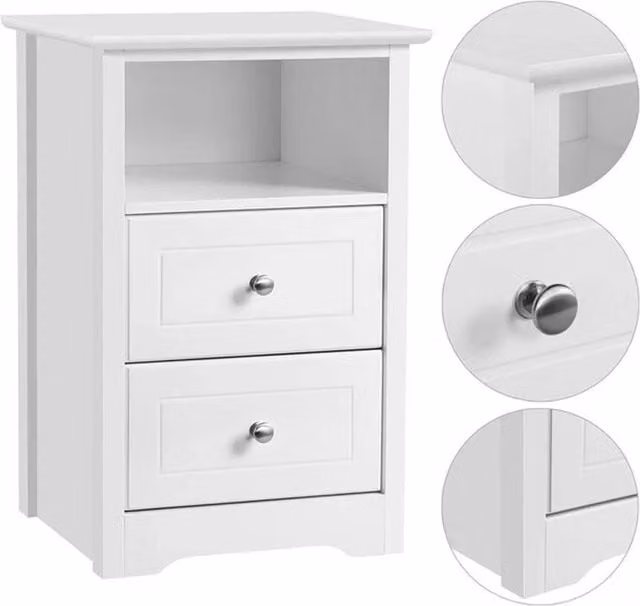 KORVIXA White Modern Nightstand and Sofa Side End Table Cabinet, W/D/H: 100 x 100 x 60 cm