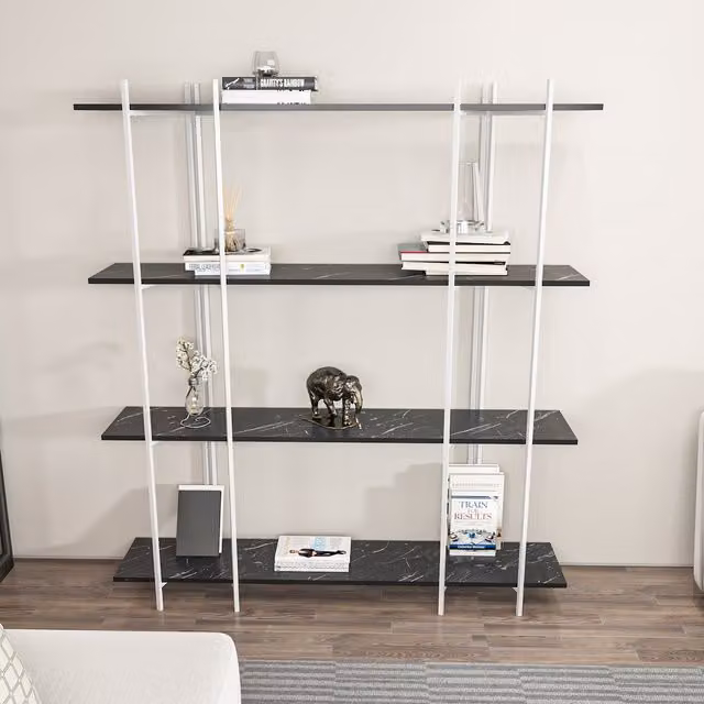 Decorotika Moss 4-Tier Industrial Bookshelf in Black and White
