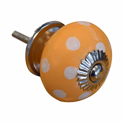 Nicola Spring Ceramic Polka Dot Cabinet Knob in Orange and White