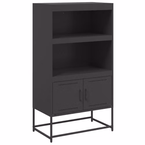 vidaXL Industrial Black Steel Highboard with Internal Shelves and Hinged Doors W/D/H: 68.5 x 38.5 x 123.5 cm