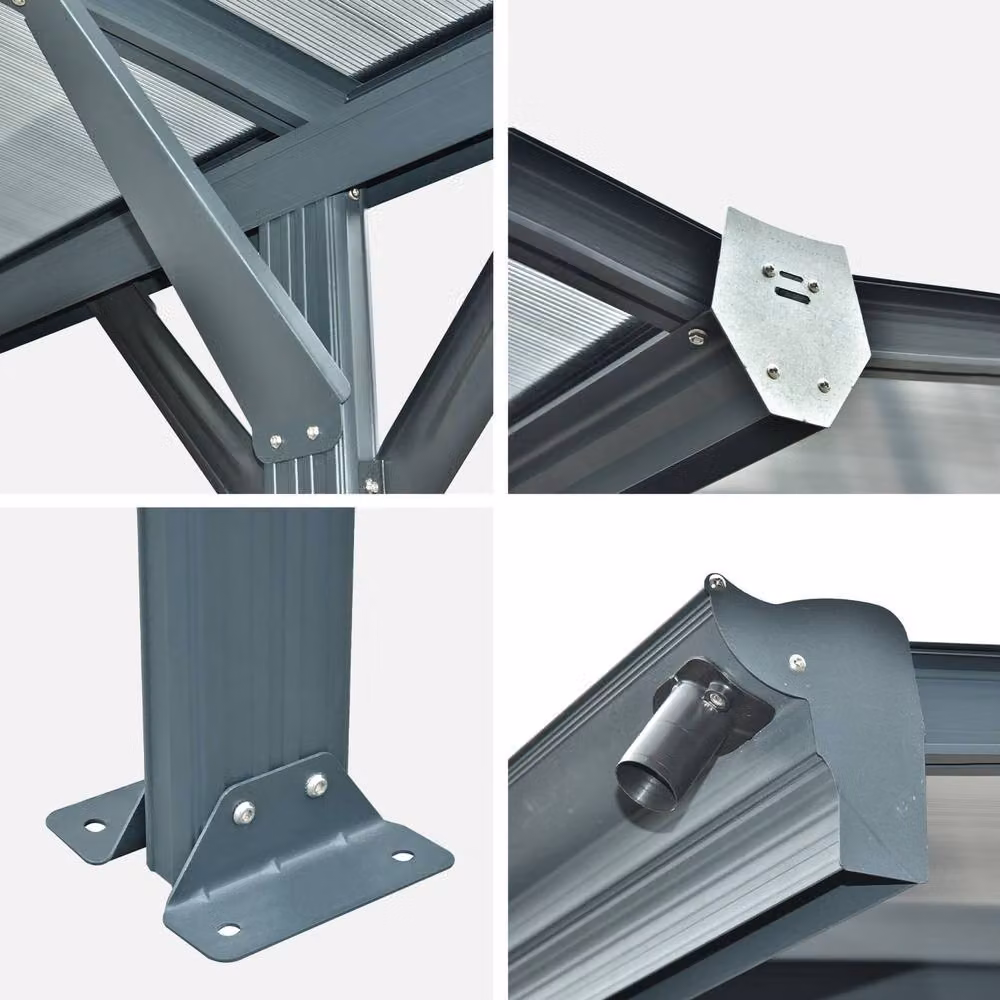 sweeek Dark Grey Aluminium and Polycarbonate Carport Extension, 15m² – 3