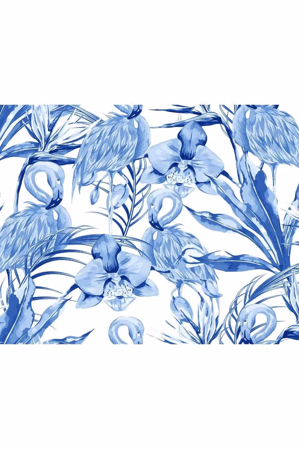 Origin Murals Paradise Flamingo Wall Mural in Cobalt Blue, W: 350 cm x H: 280 cm – 2