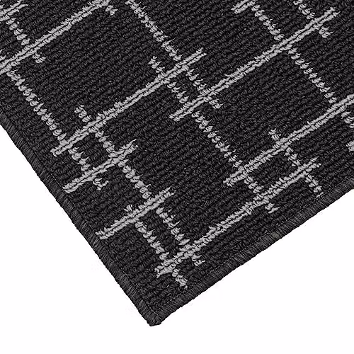JVL Vector Machine Washable Latex Backed Runner Doormat with Criss-cross Design, Black, W: 57 cm, L: 150 cm – 3