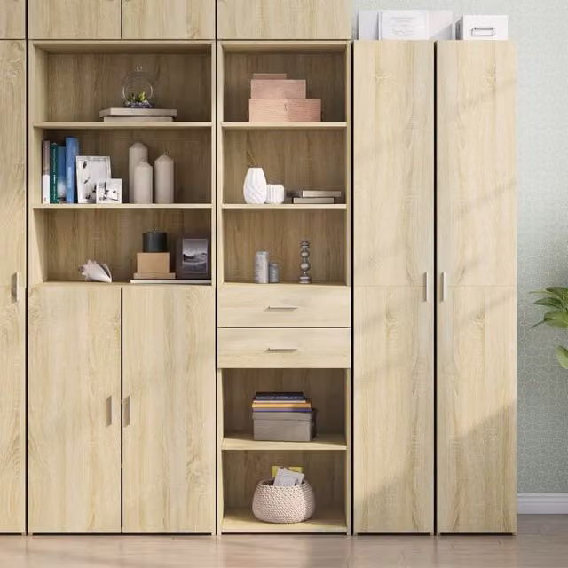 Berkfield Home Sonoma Oak Highboard in Brown, W/D/H: 50 x 42.5 x 185 cm