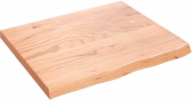 Berkfield Home Table Top Light Brown Treated Solid Wood Oak W: 60 cm, D: 50 cm, H: 2 cm