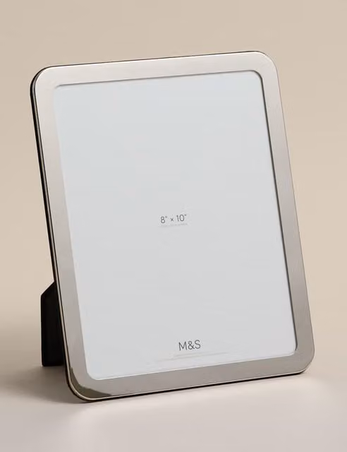 M&S Silver Rectangular Single Metal Tabletop Photo Frame, 20.32 x 25.4 cm