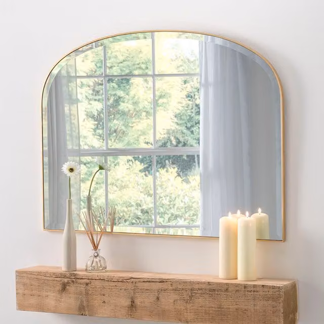 Yearn Simplicity Arch Bevelled Mantle Wall Mirror in Gold