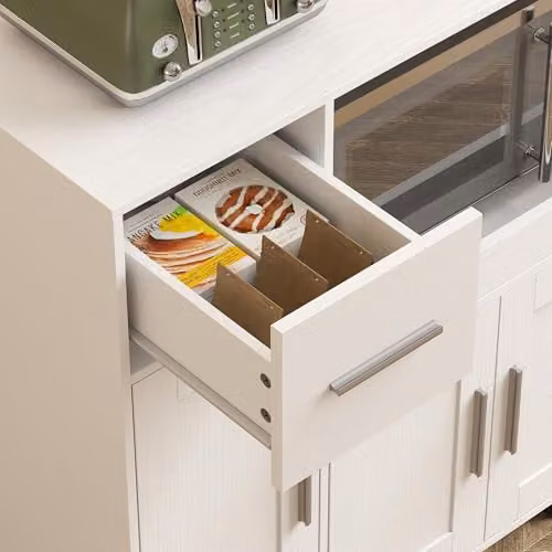 HOMCOM Modern White and Silver Kitchen Base Unit with Internal Drawers and Shelves W/D/H: 88.7 x 40 x 80 cm – 7