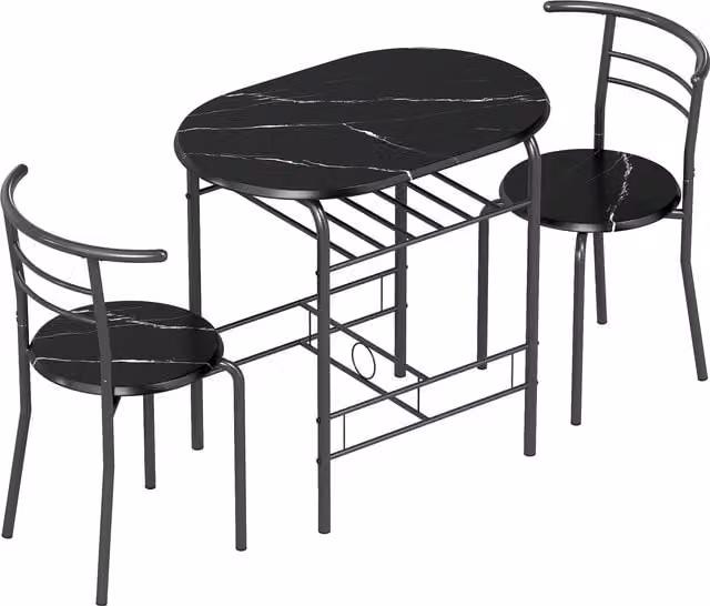 HOMCOM Three-Piece Compact Modern Dining Set in Black – 1