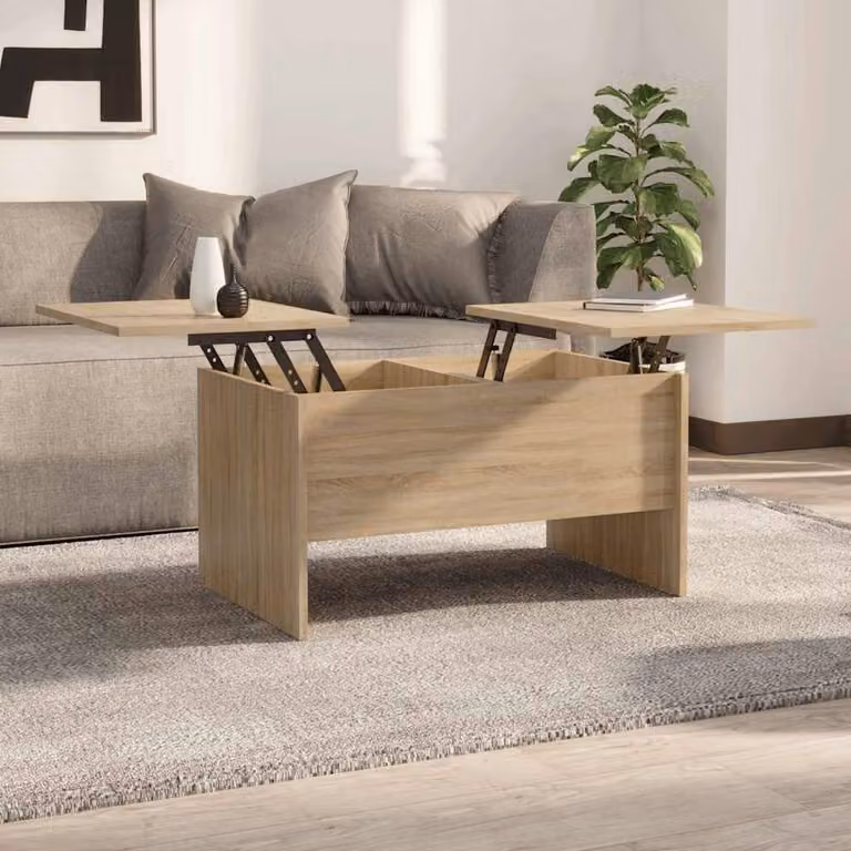 Berkfield Home Modern Coffee Table in Sonoma Oak, Beige, W/D/H: 80 x 50 x 42.5 cm