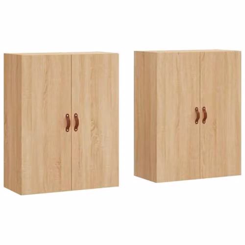 vidaXL Set of 2 Modern Wall Mounted Storage Cabinets in Sonoma Oak