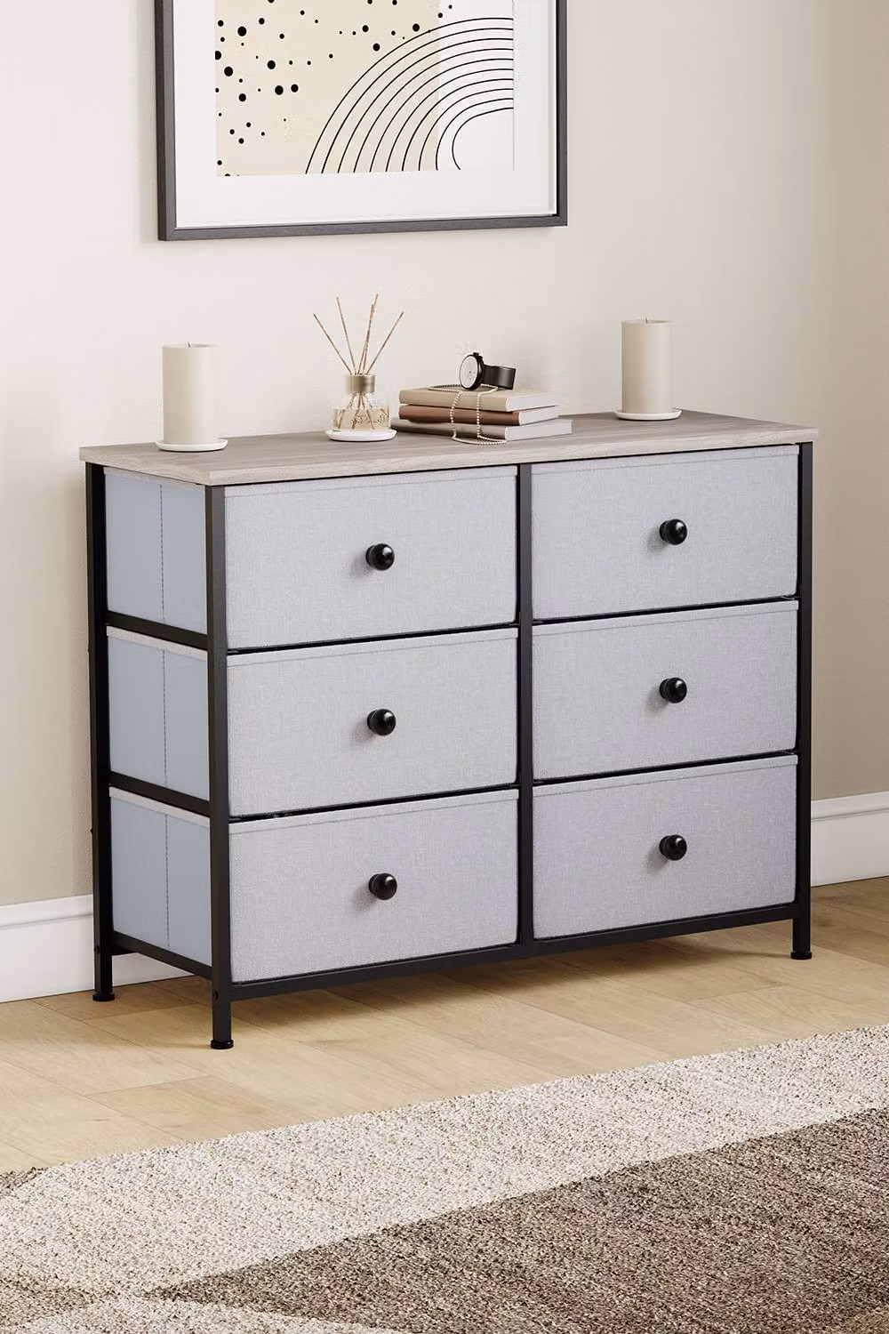 HD Designs Chorley 6 Drawer Chest Of Drawers Fabric Storage in Grey – 3